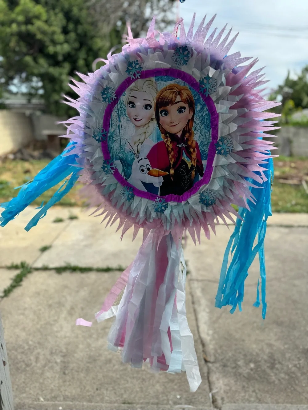 Frozen Themed Pink & Blue Party Pinata - Anna, Elsa & Olaf